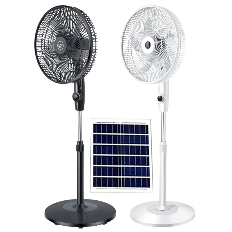 Hot Sale Rechargeable Save Energy Solar Fans with Lithium Battery 16 Inch Solar Cool Standing Fan with Solar Panel Powered