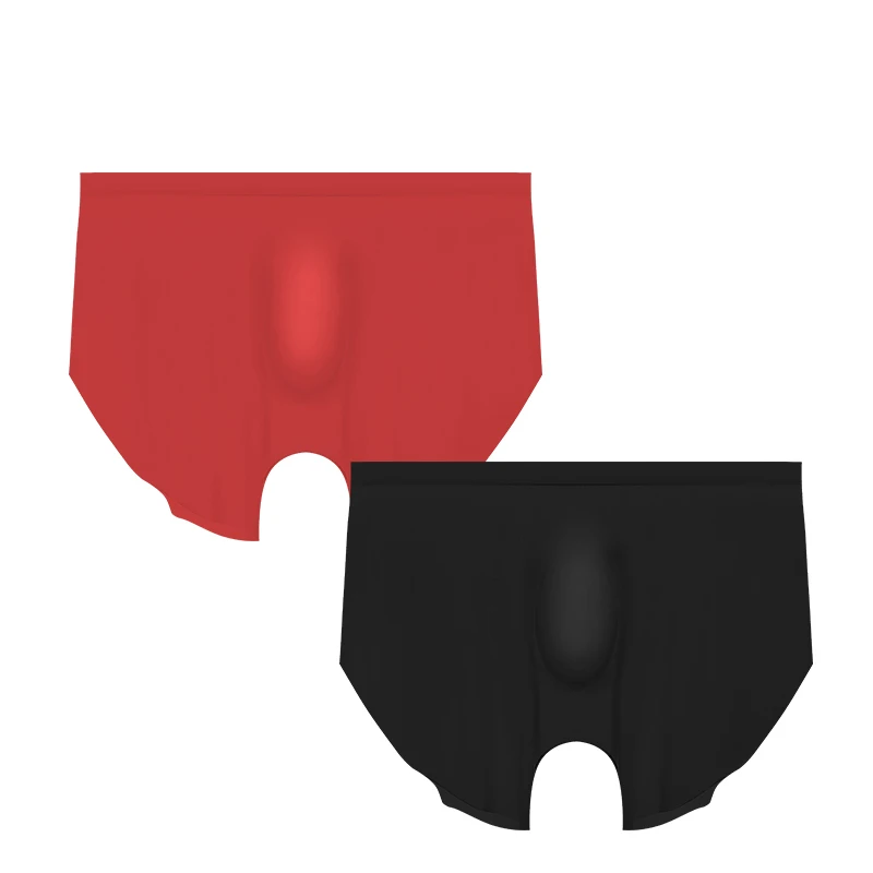 

2PCS Men's ice silk seamless underwear 3D punch, four-corner flat pants, summer thin bottom pants, extended sports shorts