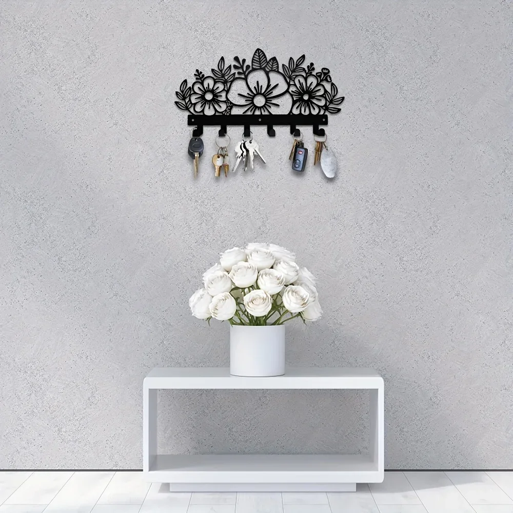 Beautiful Floral Key Holder - Wall Mounted Coat Rack - Wall Decor, Entryway, Bedroom decor Wall-Mounted, Hooks, Key Holder