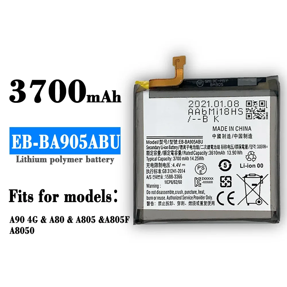 

EB-BA905ABU 3700mAh Battery For Samsung Galaxy A90 A80 SM-A905F SM-A8050 SM-A805F SM-A805F/DS Batteries + Free Tools