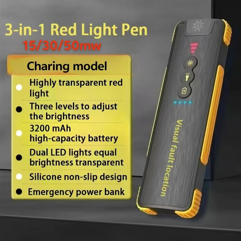 

VFL 15/30/50mw High-Power Red Light Rechargeable Power Bank Flashlight 3-in-1 Rechargeable Red Light Pen