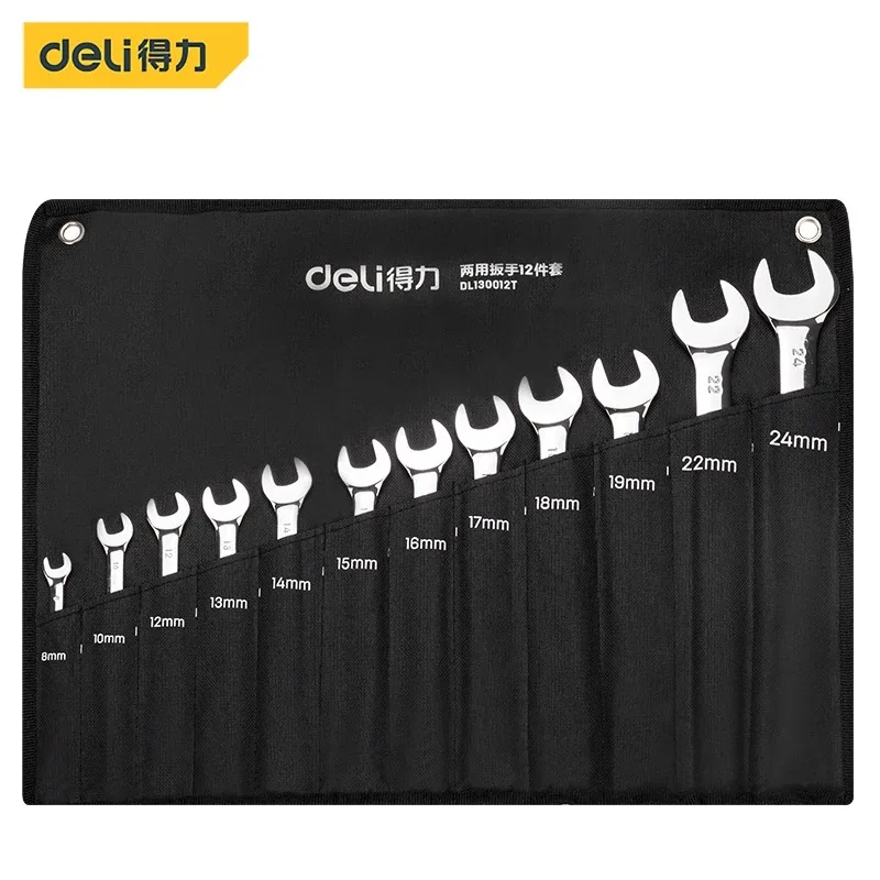 Deli 8/10/12/14 Pcs Ratchet Combination Wrenches Set Auto Repair Dual Use Multi Function Wrench Tool Set Fast Mechanical Repair