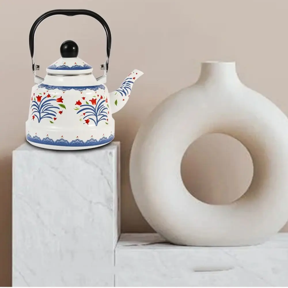 Teakettle Enamel Enamel Tea Kettle European Style 2.5L Tea Pot Comfortable Handle Handmade Water Jug Restaurant