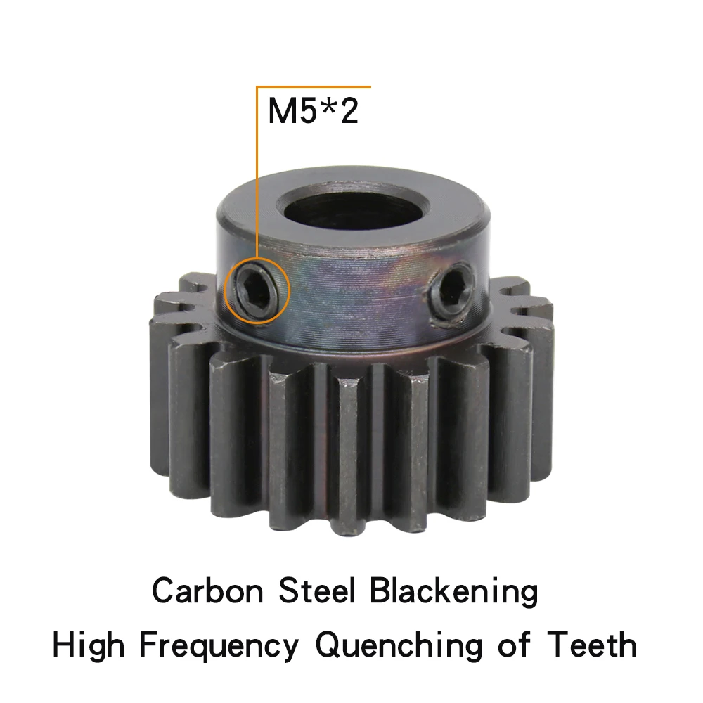 Spur Gear 1.5M-17T/18T Inner Bore 5/6/6.35/8/10/12 mm Teeth Thickness 12 mm Blackening Carbon Steel Metal Gears for Transmission