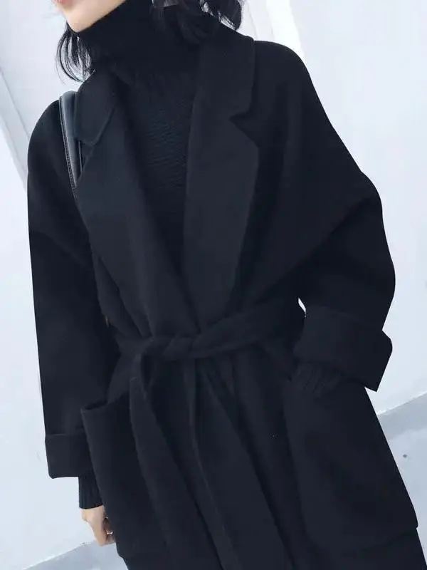 

Утягивающее шерстяное пальто Bla для женщин, осень-зима, новое Sle Hepburn Sle Jaet, корейская версия, свободный крой, длинный све