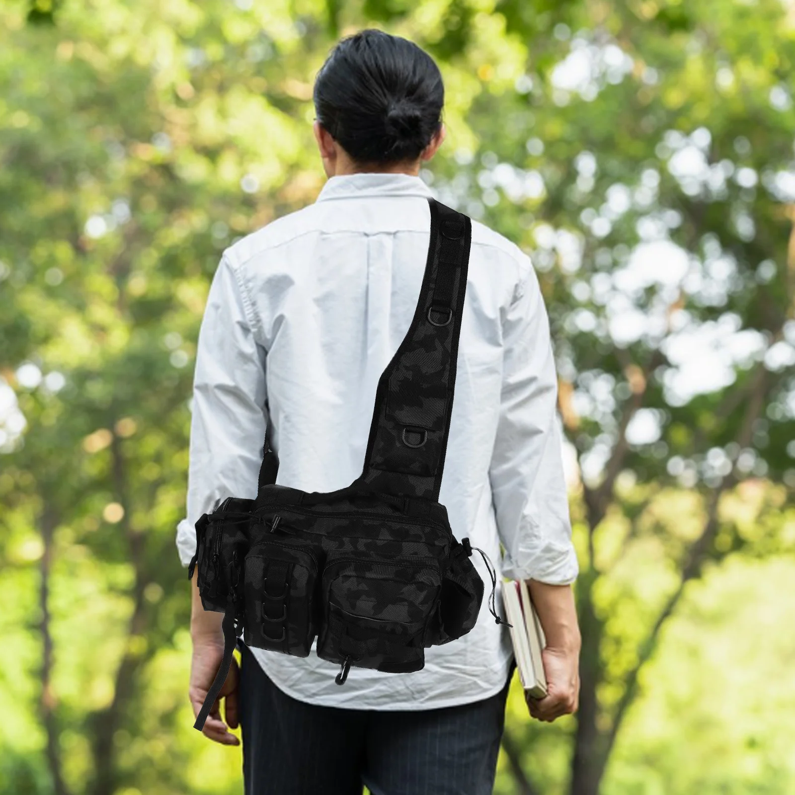 

Multifunctional Waterproof Fishing Tackle Bag Camouflage Crossbody Waist Pack Portable Repair Tool Holder Fishing Backpack