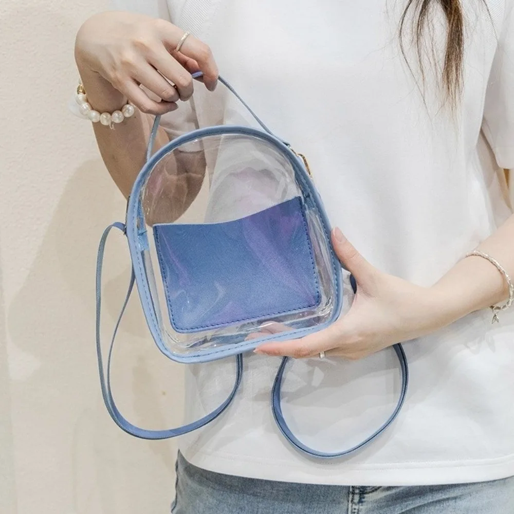 

Простой прозрачный рюкзак из ПВХ, водонепроницаемый, с маленькой сумкой, прозрачная сумка через плечо, прозрачная сумка-кроссбоди для девочек