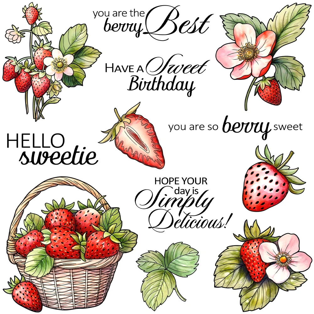 Mangocraft Sweet Strawberry Fruits Clear Stamp Harvest DIY Scrapbooking Supplies Silicone Stamps For Card Making Albums Decor