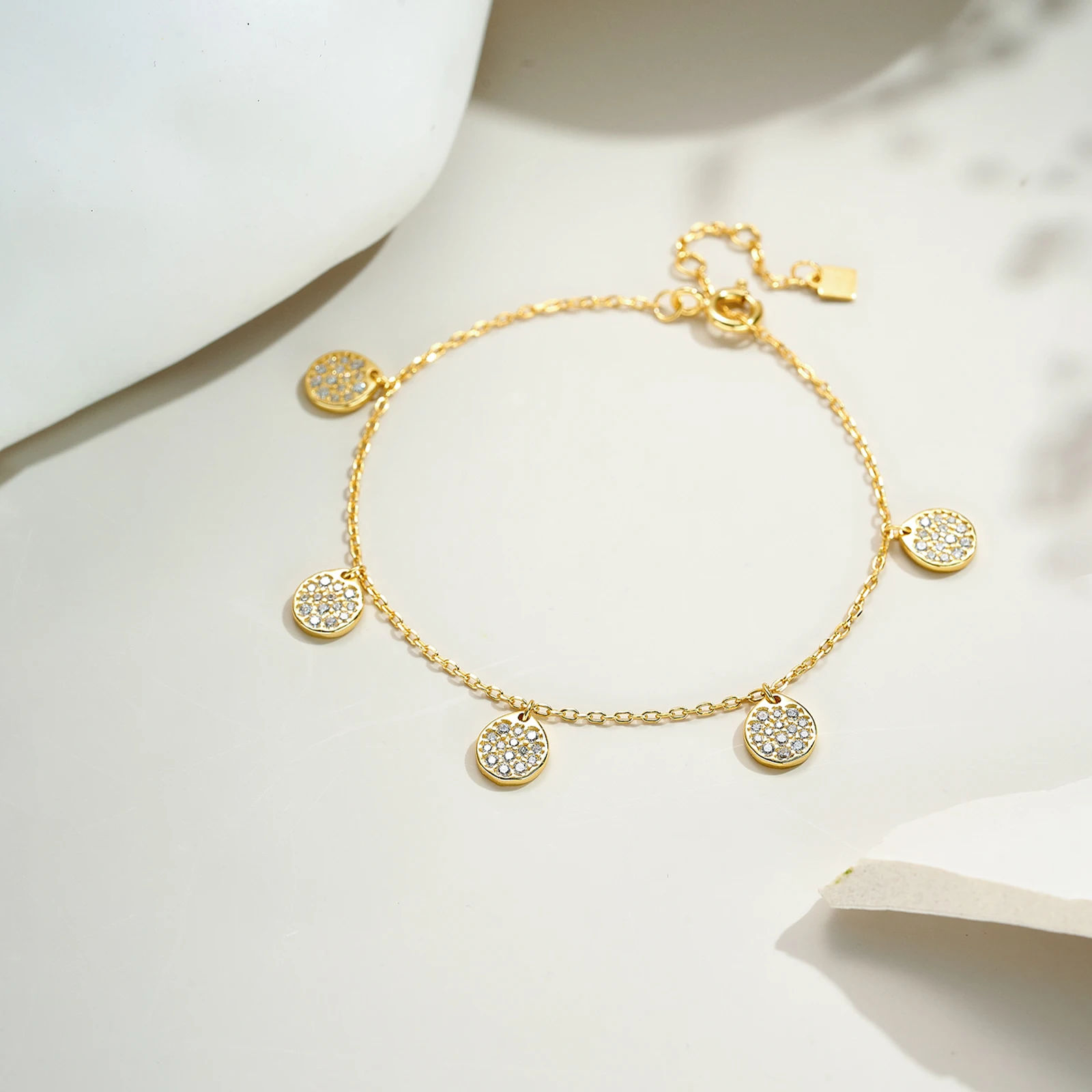 ANDYWEN 925 Sterling Silver Sparkling  Flat Charm Bracelet 2025 Elegant Luxury Fine Jewelry Gift Ideal for Daily Wear