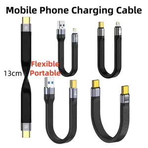 Bilashmart Portable Mobile Phone Short Charging Cable USB A/USB C to C 5A Quick Charge Flexible Cord Xiaomi Huawei Phones Powerbank