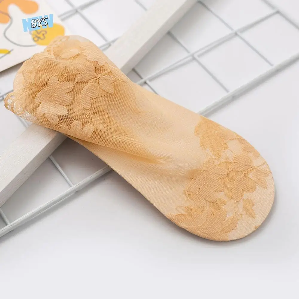 العصرية شفافة الربيع والصيف عدم الانزلاق الدانتيل القطن شبكة الجوارب الفم الضحلة قارب الجوارب يترك الجوارب