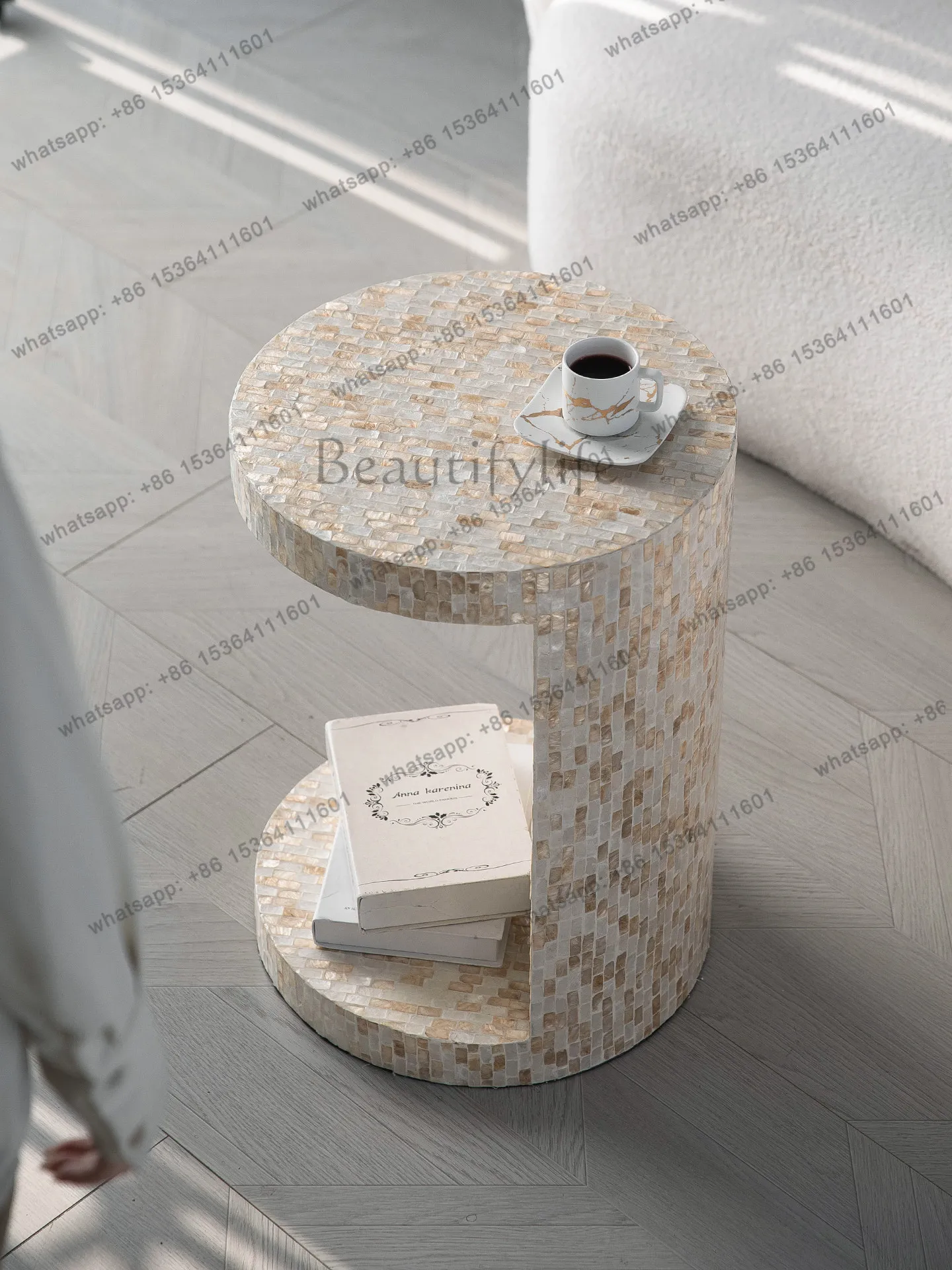 French shell edge sofa corner balcony small coffee table craft small table