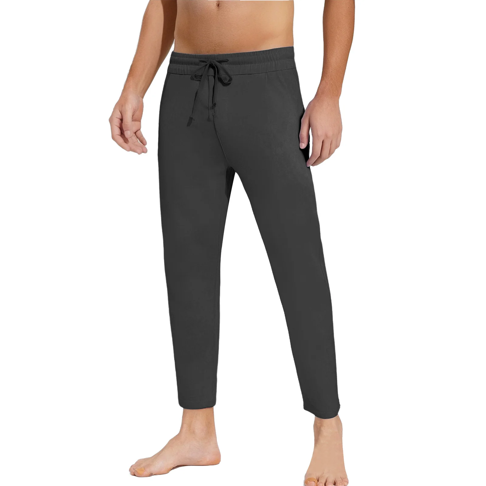 Mens Casual Loose Gym Jogging Fitness Sports Pants Drawstring Elastic Waistband Straight-Leg Trousers Yoga Training Sweatpants