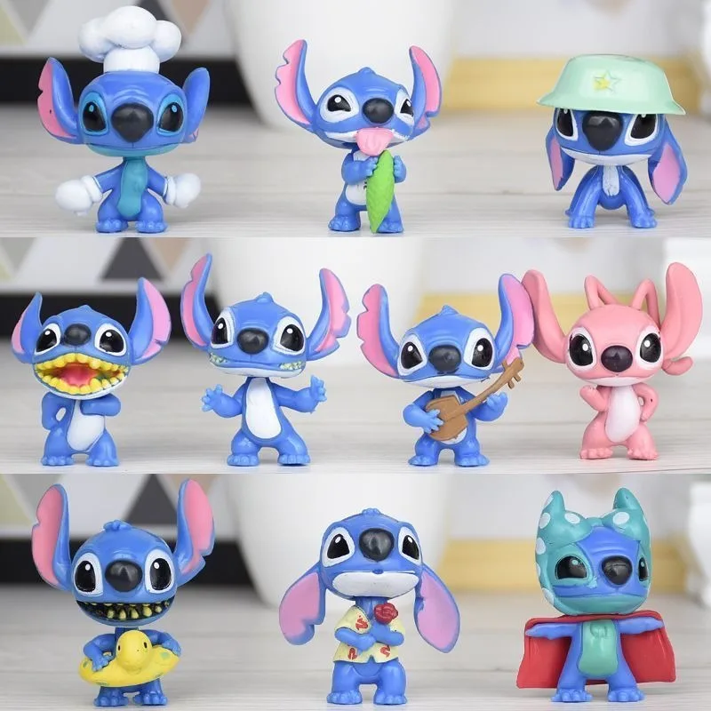 10 شخصيات وزخارف صغيرة من ليلو آند ستيتش دمى لعبة عصرية كرتونية إبداعية عصرية ورائعة لتزيين السيارات