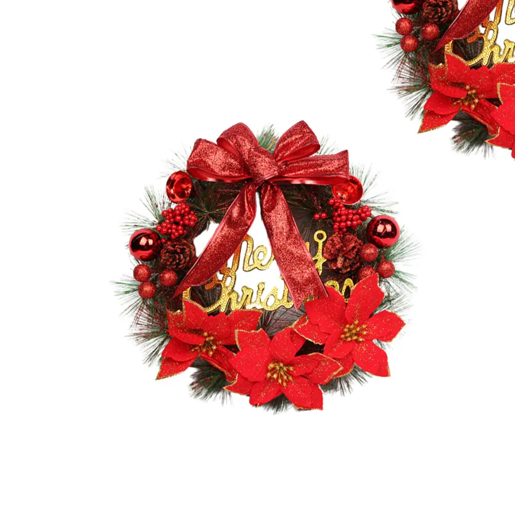 30 cm Weihnachtsdekoration, Kranz-Anhänger, künstliche Kränze, Türverkleidung, rote Wand