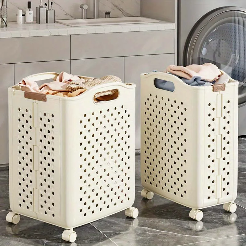 Extra Large Folding Laundry Basket Durable PP Multi-Purpose Dirty Clothes Storage Basket for Bedroom & Bathroom Household