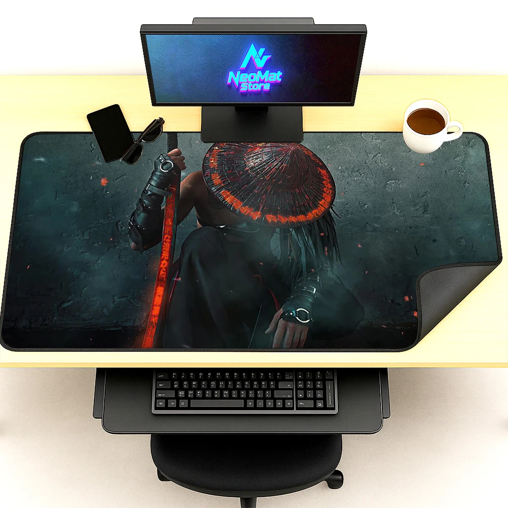 

Коврик для игровой клавиатуры Katana, японский коврик для мыши, аксессуары для комнаты Katana, расширенный коврик для мыши, 120x60 см, настольные коврики Xxxl, офисный ковер