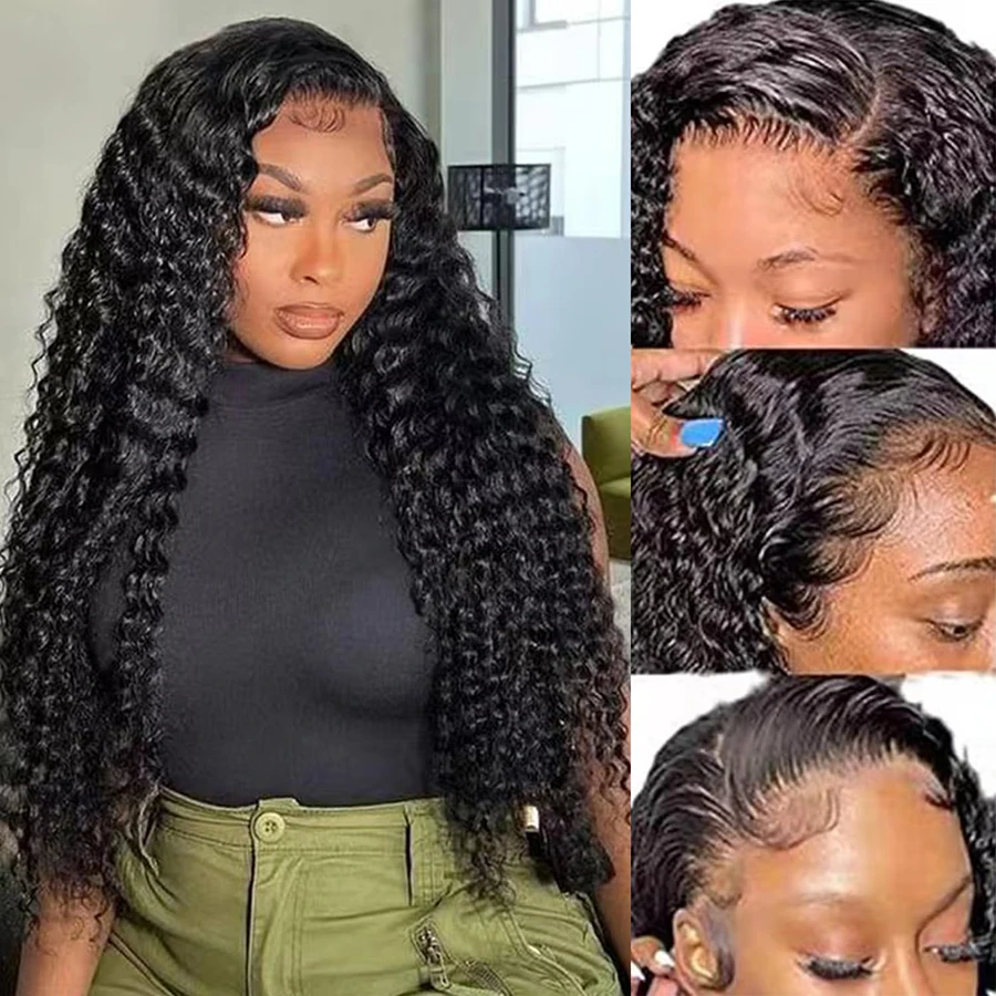 Deep Wave Lace Front Human Hair Wig Bling Hair Preplucked Cheap 12a Grade Pre Plucked Lace Front Human Hair Wigs