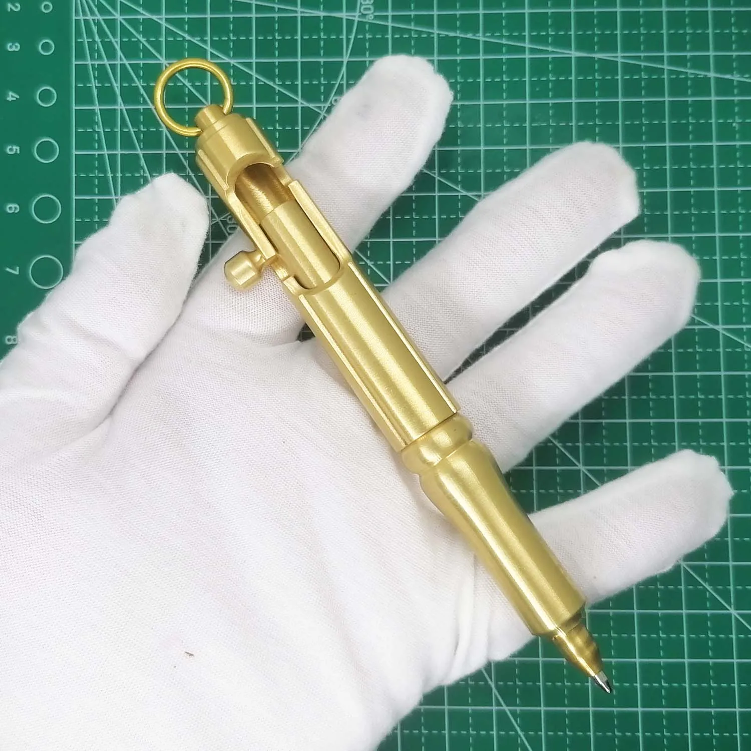 

1 Piece Brass Made Mechanical Bolt Signature Pen Portable Writing Ballpoint Pen EDC Pens