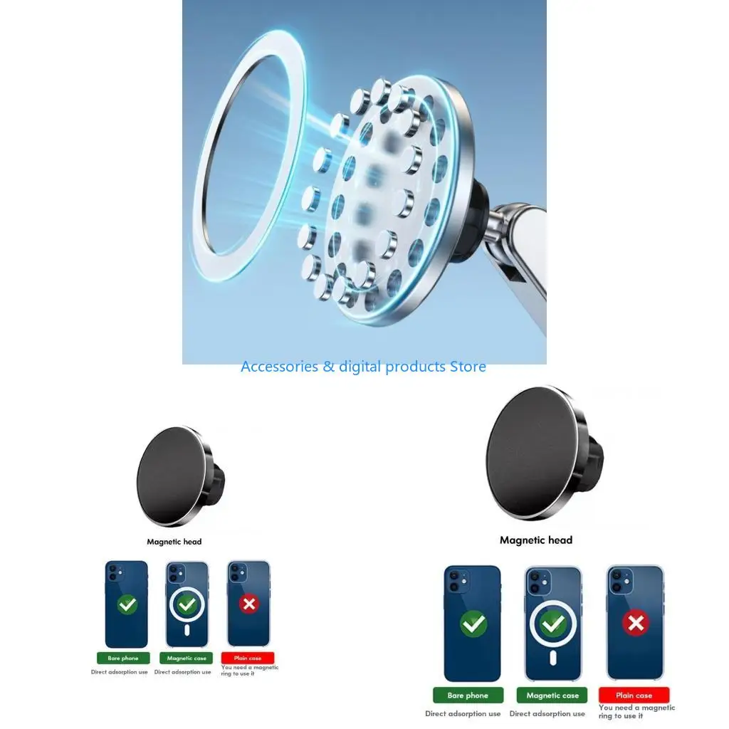 77JD Phone Car Mount, 17mm Ball Head Universal Phone Car Holder for Phone 12/13/14/15 Dashboard Windshield