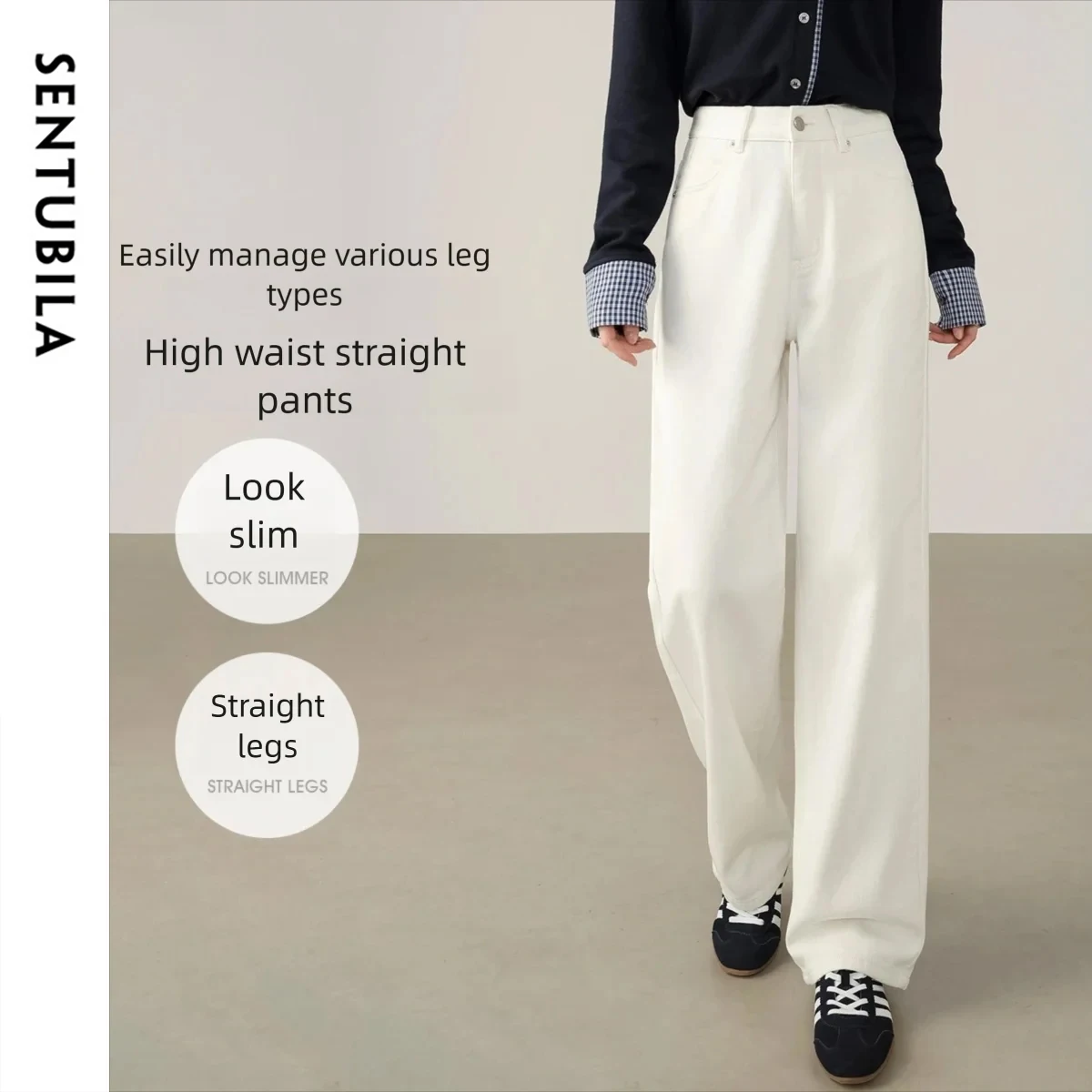 

SENTUBILA Straight Jeans Woman Casual High-Waisted Cotton Jeans 2025 Autumn New Collection Pants Women's Clothing W53NA3335