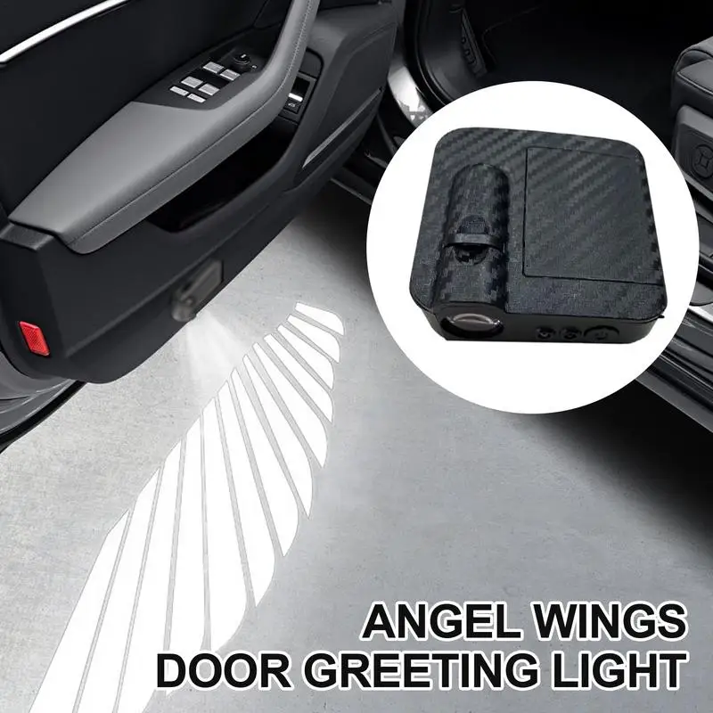 2pcs Car Door Projector LED Shadow Lights Lamp Car Accessories For Universal vehicle models Angel Wings Logo Wireless Courtesy