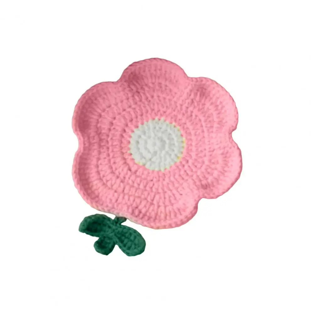 Handmade Home Decor Coaster Handmade Crochet Flower Coasters Knitted Heat Resistant Cup Mats Decorative Table Placemats Cute