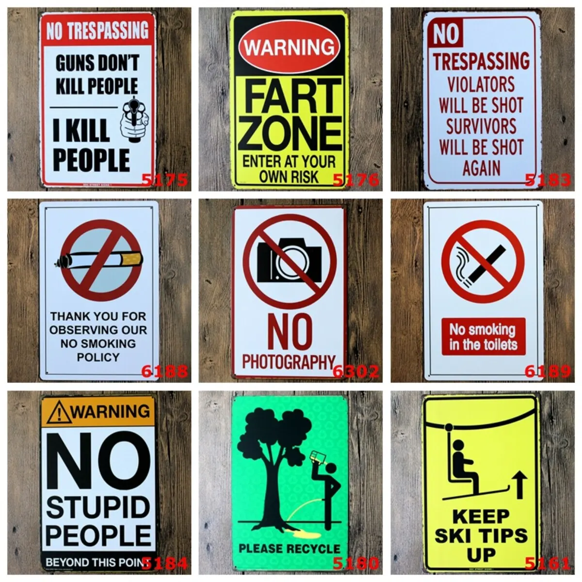 Metallschild „Humorvolle Warnung „Fart Zone“, „No Trespassing Smoking or Photography“, lustige Wanddekoration für Zuhause, Club, Café, Hotel