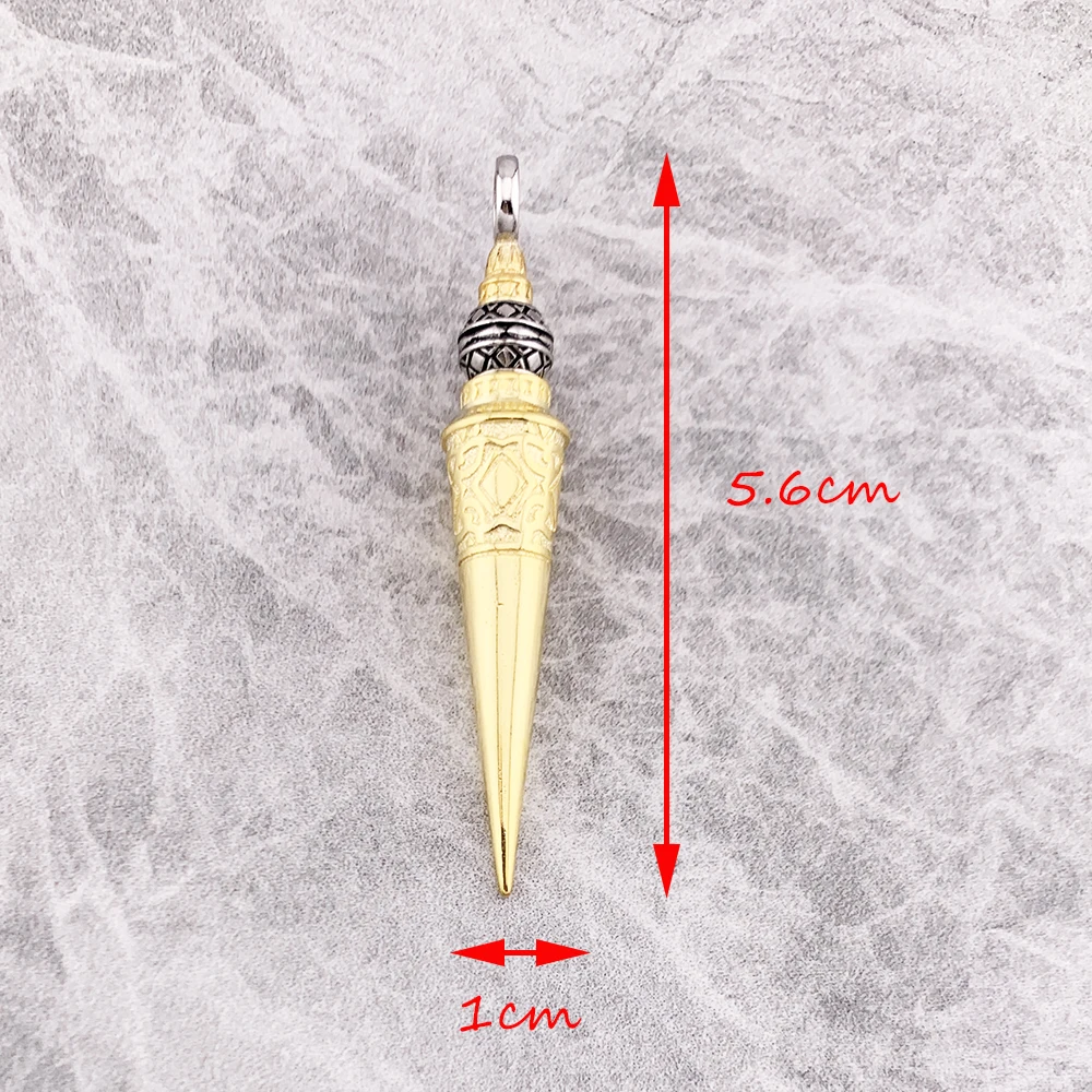 Two-Tone Cone Golden Pendant Vintage Fine Jewelry Pure 925 Sterling Silver Ornaments Gift For Woman & Men