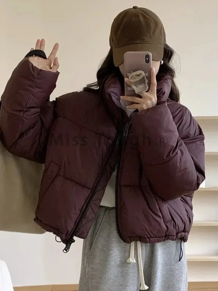 2024 novas mulheres sólido solto puffer jaqueta inverno coreano chique oversized engrossado quente parkas feminino casual streetwear casaco diário