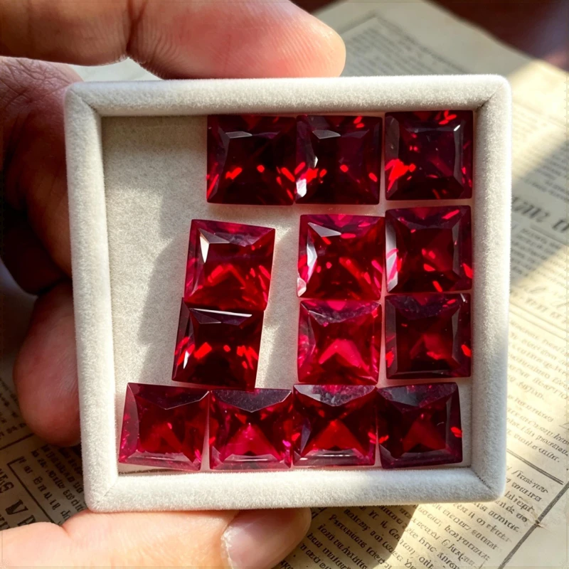 Rubin in Taubenblutrot Künstlicher Edelstein in Prinzessinnenform mit Zertifikat Großhandel Verfügbar – Detail 6