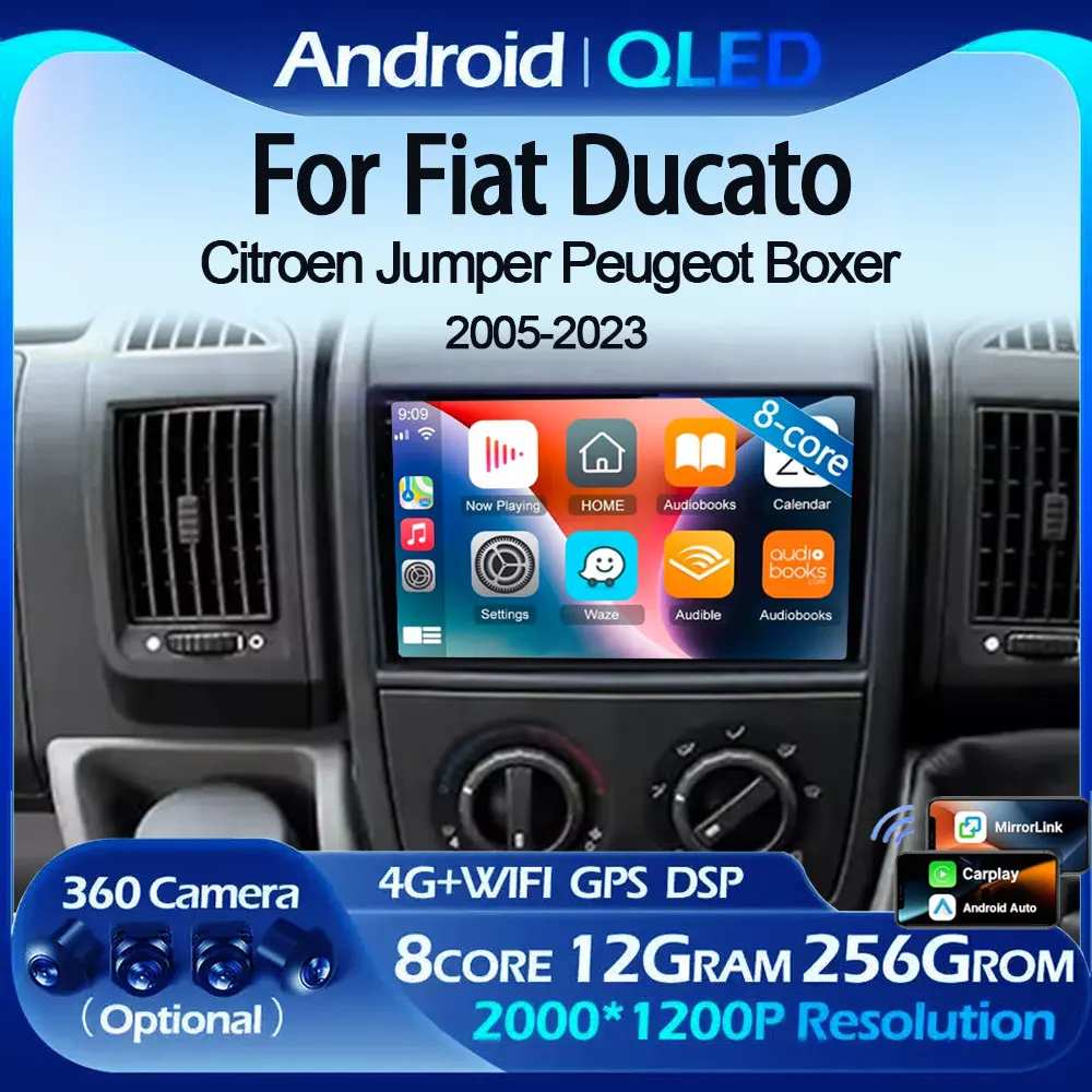 Qualcomm Android 16 Car Radio For Fiat Ducato 2005-2023 Citroen Jumper Peugeot Boxer 2011-2015 Auto Carplay  Multimedia 4G