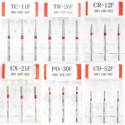 Ferramentas De Broca De Polidor Fino, Brocas De Diamante Dentárias, Handpiece De Alta Velocidade, Materiais De Laboratório De Odontologia, Vermelho, FG, 1,6mm, 1 Pacote (3Pcs)