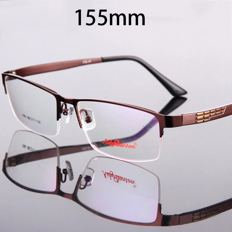 

Vazrobe 155mm Oversized myopia Glasses Men Eyeglasses Frame Male grade -100 150 200 250 Semi Rimless Wide Spectacles Black