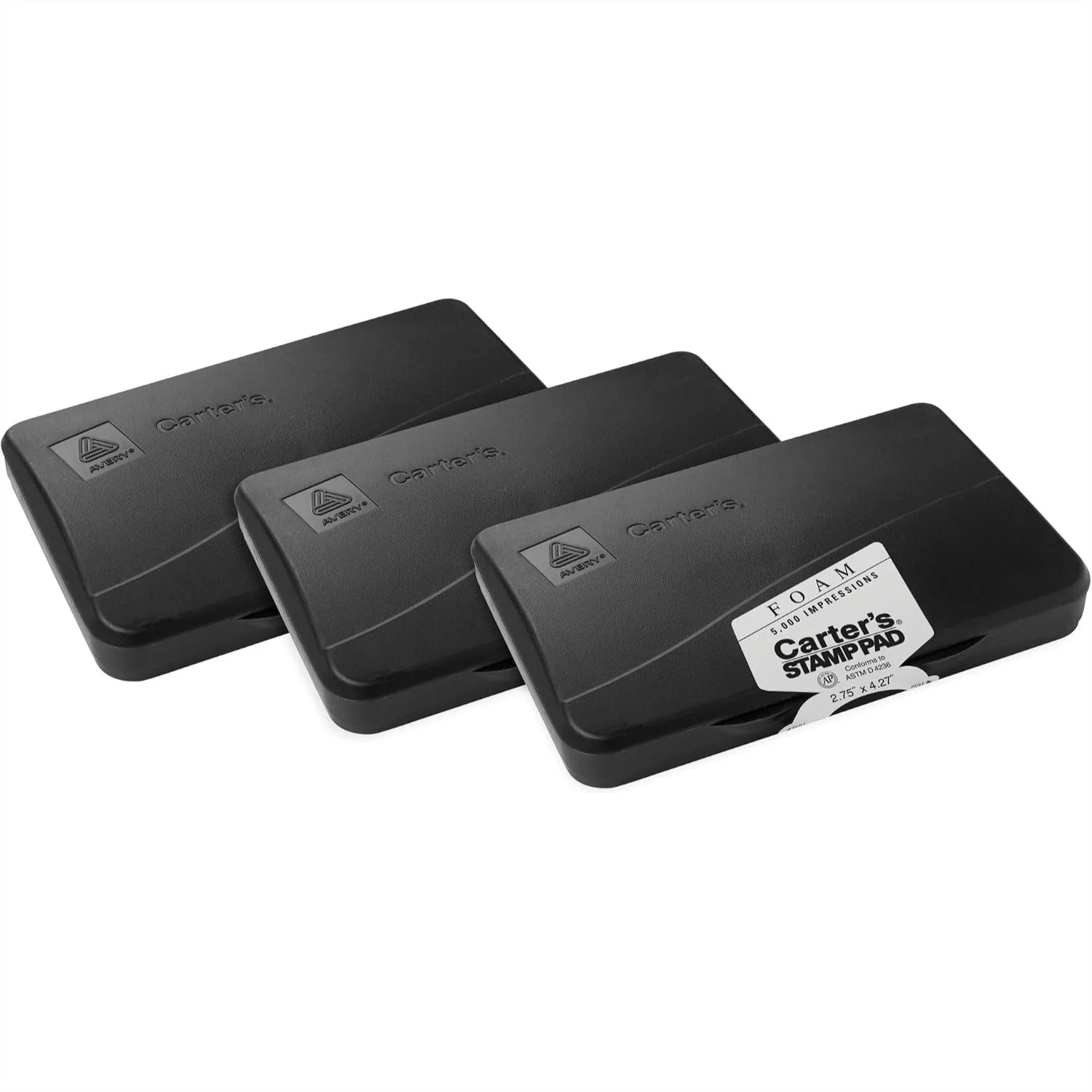 Black Stamp Pad 3 Pack for Rubber Stamps, Pre-Inked Foam Pad for Crafting Scrapbooking Card Making with Rich Black Ink