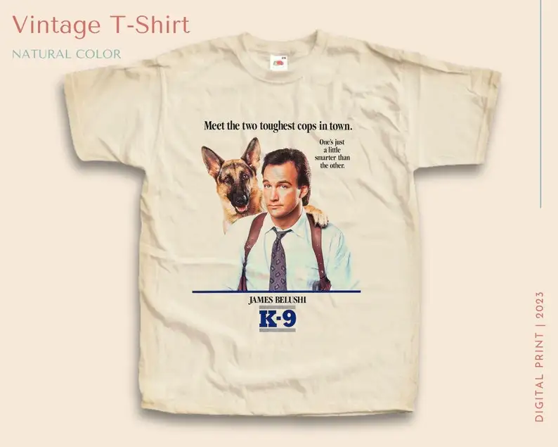 

Vintage TShirt K-9 NATURAL color Men Woman Unisex T-Shirt Digital Print Sizes S M L XL 2XL 3XL 4XL 5XL