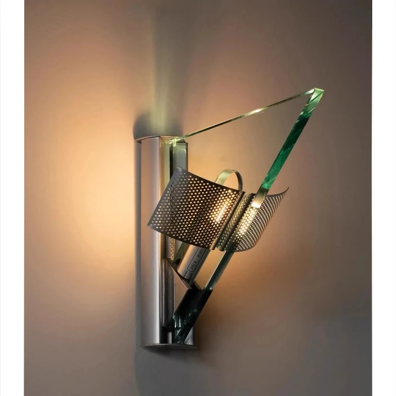 Glass wall lamp, living room background wall, exhibition hall wall lamp, staircase lamp, bedside, medieval ambient