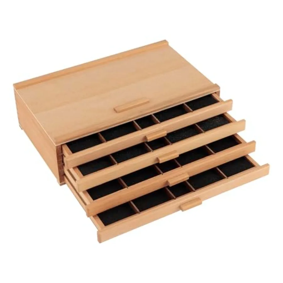 

Cezanne Pastel Storage Box Wooden Art and Craft Supplies Organizer Birch Wood Brown