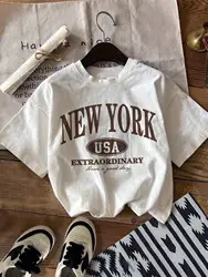 Kids Short Sleeved Handsome Simple Letter Print Short Sleeved Men and Women Can New New York Letter Fashion T-shirt