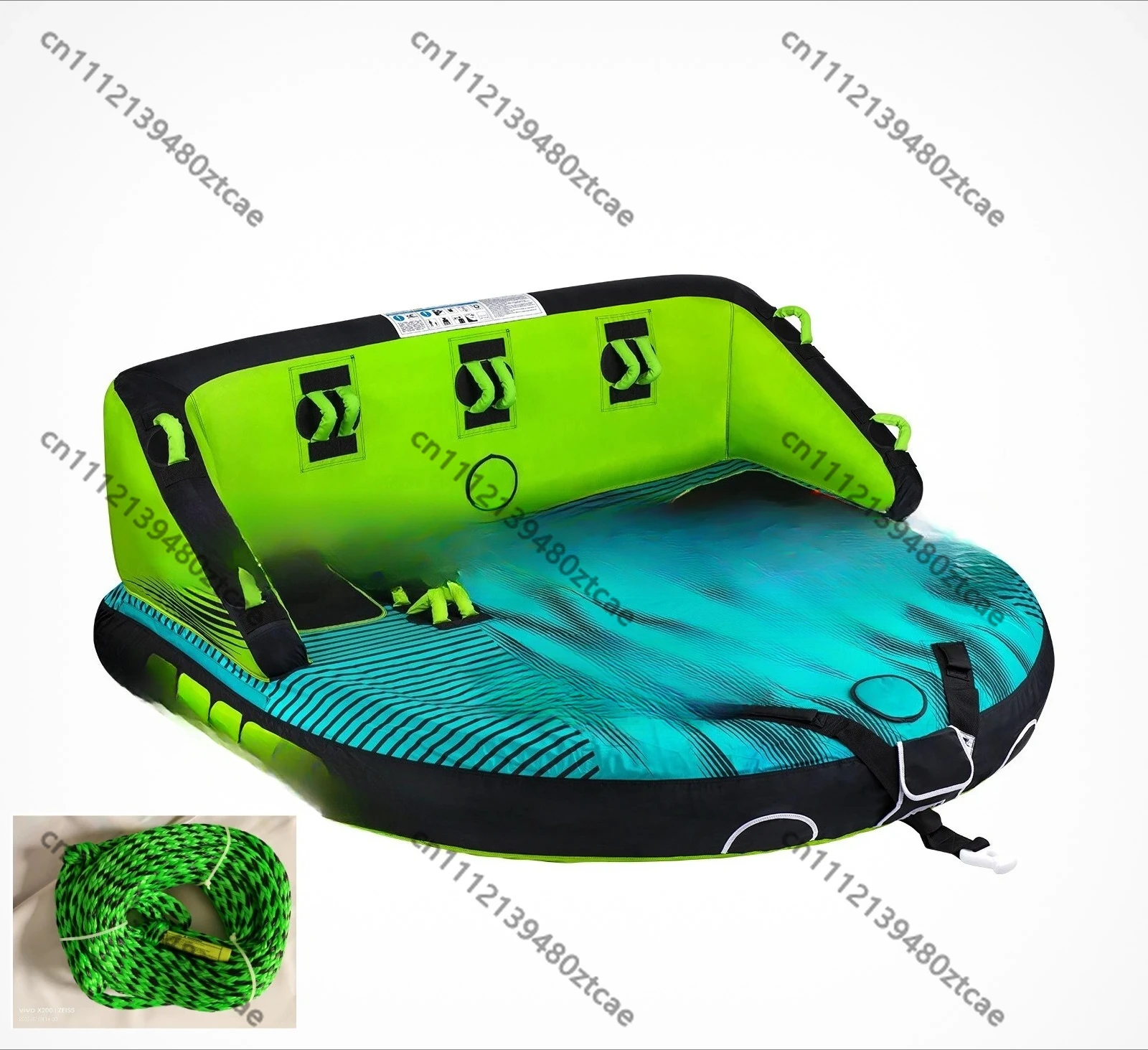 4-Person Inflatable Water Drag Sofa Thickened PVC Wear Resistant Ski Towable Tube With Free 4K Drag Rope Outdoor Water Sport