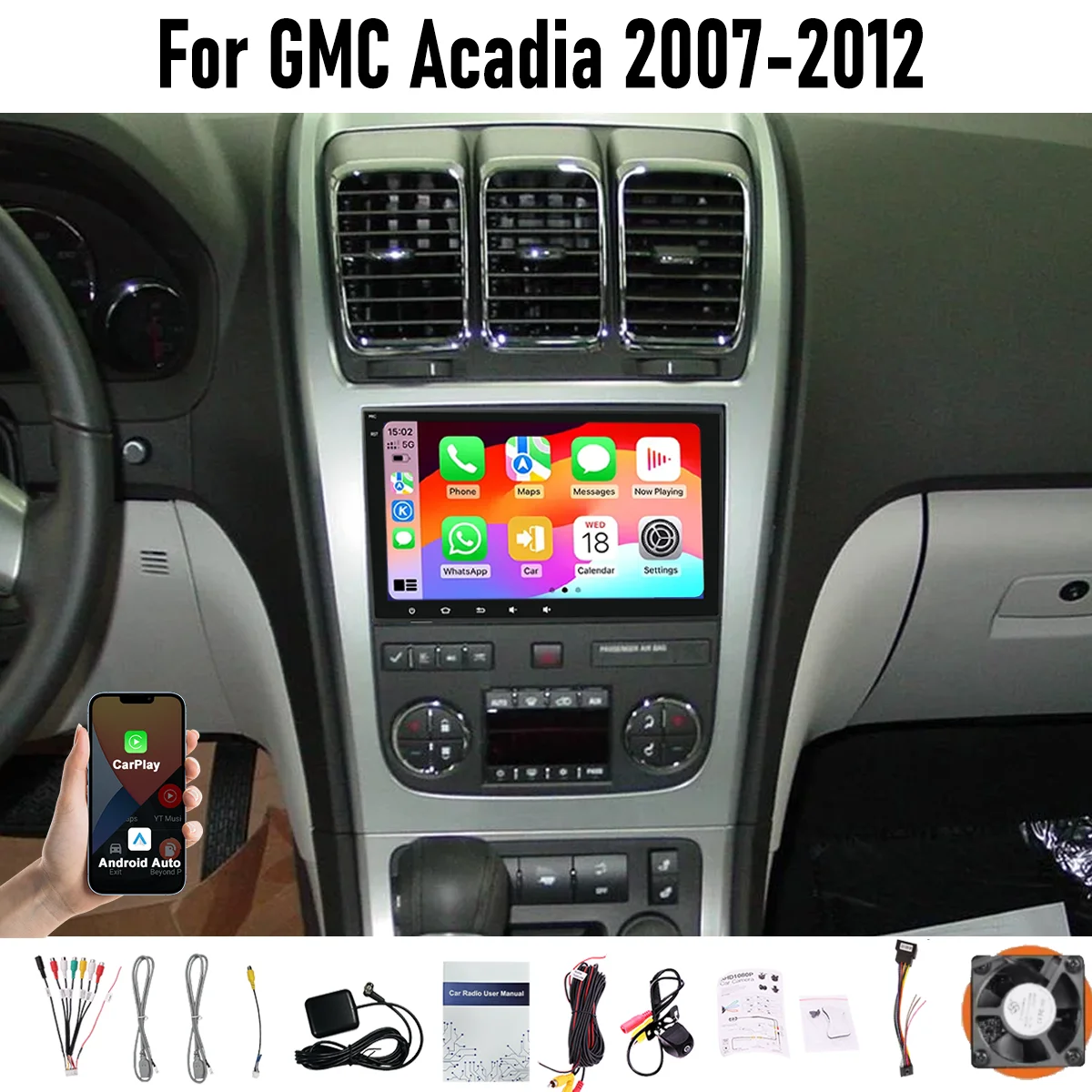 

8“ Apple CarPlay Android auto 6-128GB (8CORE) For GMC Acadia 2007-2012 Screen Android15 Head Unit GPS Navigation Radio