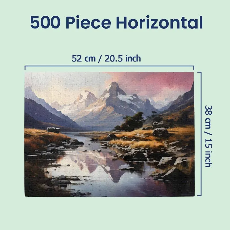 500 قطعة من أحجية الصور المقطوعة للبالغين - نهر الجبال، أحجية الصور المقطوعة ذات الغطاء الثلجي، لعبة عائلية ساحرة