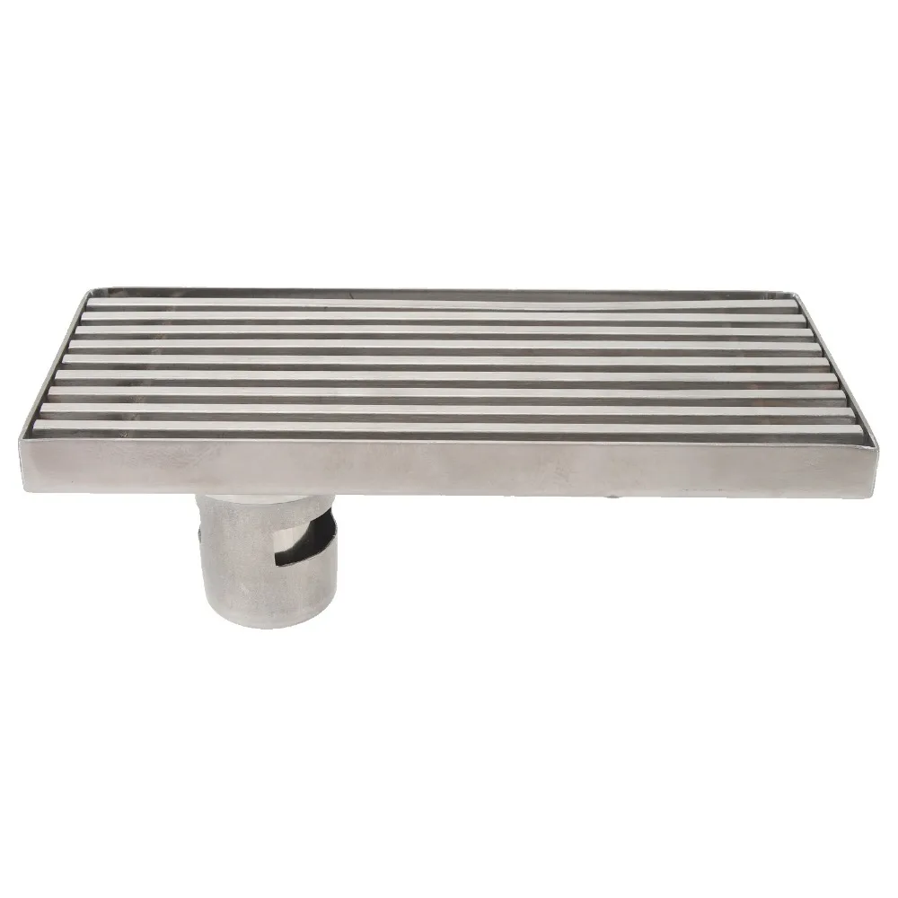 304 Stainless Steel Linear Shower Drain Rectangular 3.9*7.9 Inch Shower Floor Drain Smell Proof Grate Large Displacement
