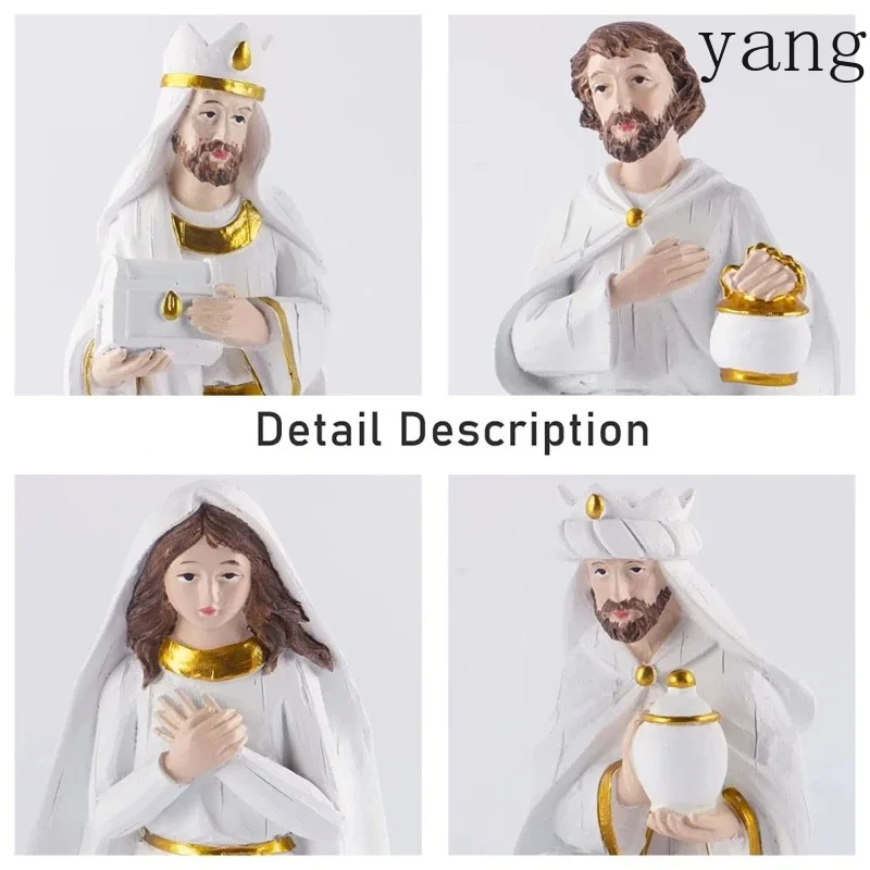 1 Set Christmas Jesus Nativity Scene Manger Figurines Home Decoration Props Office Holy Family Desktop Resin Statue Ornaments