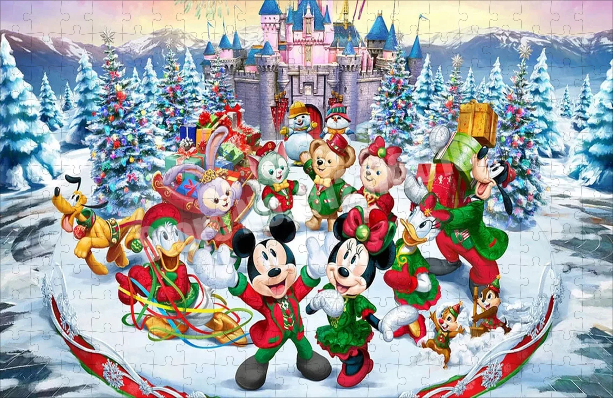 Christmas Gifts Mickey Minnie Donald Duck Puzzles for Adults 300/500/1000 Pieces Bear Rabbit Jigsaw Puzzle Diy Educational Toys