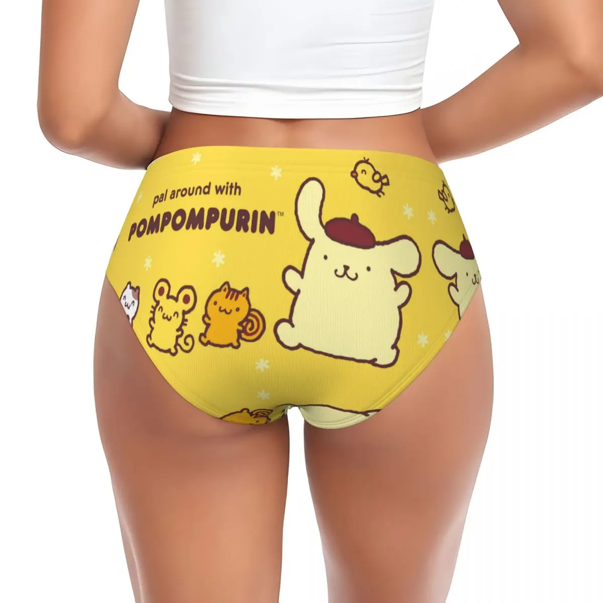 Custom Cartoon Pompompurin Briefs Underwear Women's Breathable Stretch Panties