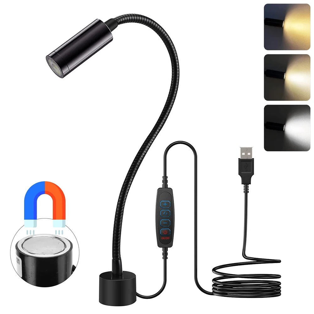 

LED Gooseneck Sewing Machine Light Dimmable Magnetic Mount Drill Press Light Work Reading Lights Workbench Lighting Tool Lamp