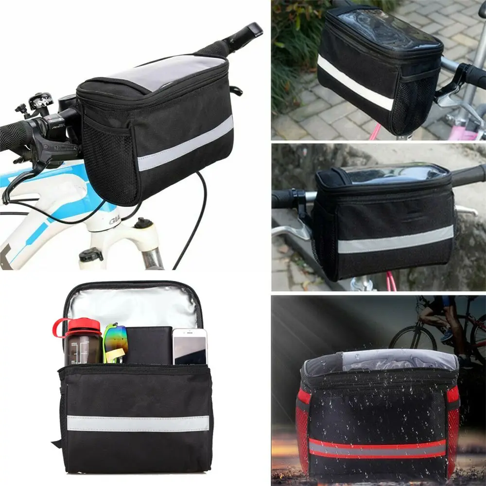 Reflective Basket Rack Cycling Bags Front Tube Pannier Bike Bicycle Handlebar Bag