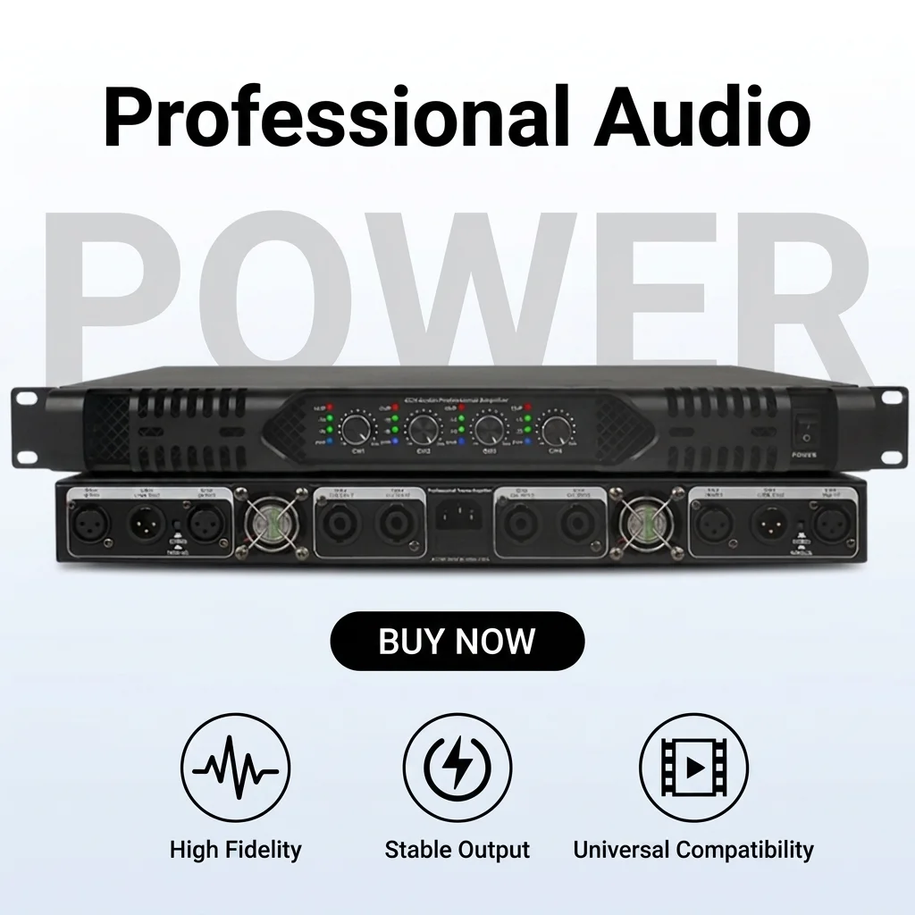 4x2000W 4CH Digital Power Amplifier, 1U Rack with Spectrum Display & Intelligent Cooling, for Stage/KTV/Bar
