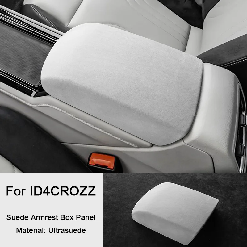 For Volkswagen vw ID4 CROZZ ID.4 Suede Overlays Car Center Console Water Cup Holder Panel Lid Armrest Box Cover Trim Case Shell